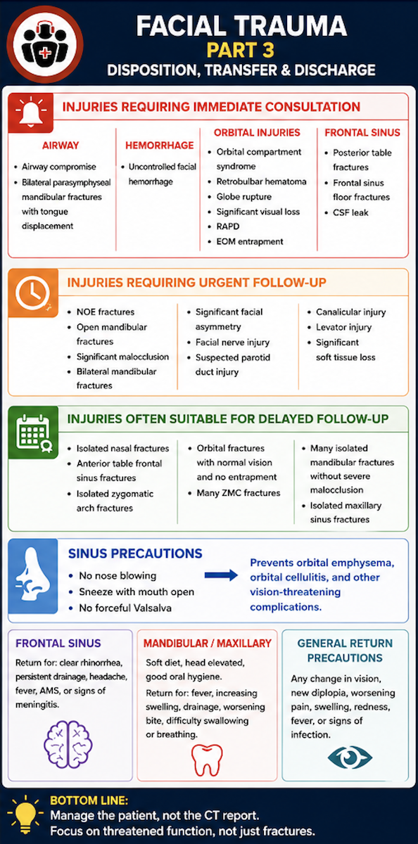 Facial Trauma Infographic 3 Disposition, Transfer & Discharge