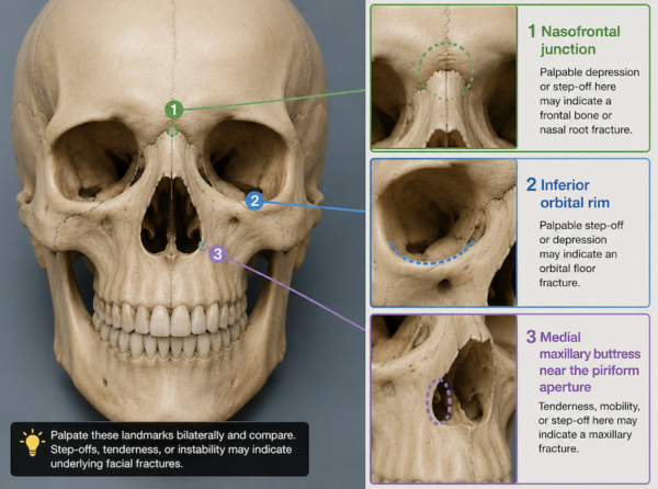 Palpation Points NOE Facial Fractures